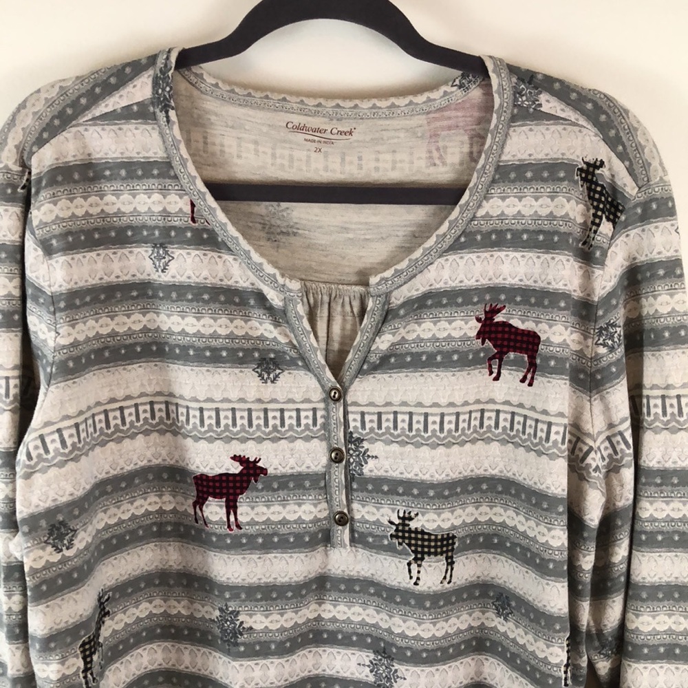 NWOT Coldwater Creek Moose Print Hi Low Shirt Size 2X - Picture 2 of 9